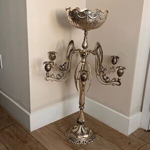 Vintage Silver Plated Large Ornate Candelabra 6 Arms & Center Cup Very Rare 36”